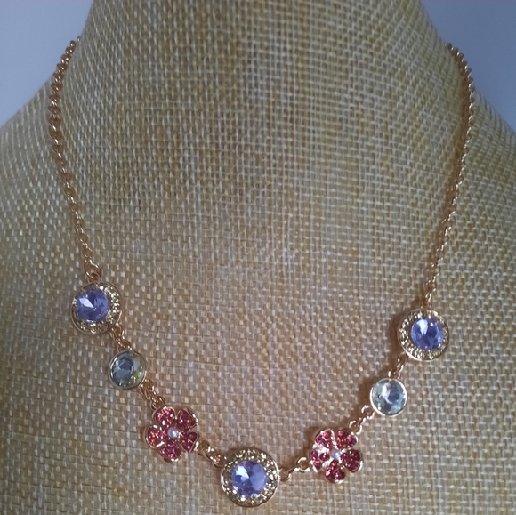 Monet Mother's Day Multi-Colored Flower Gold Tone Necklace Earring Gift Box Set - Picture 5 of 14